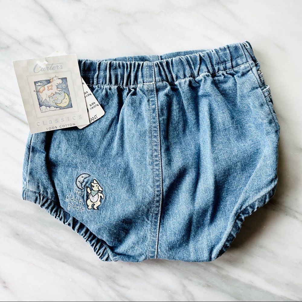 Carter’s•VINTAGE•NWT•18M•SOFT Denim Diaper Cover•Embroidered Hey Diddle Diddle🐮